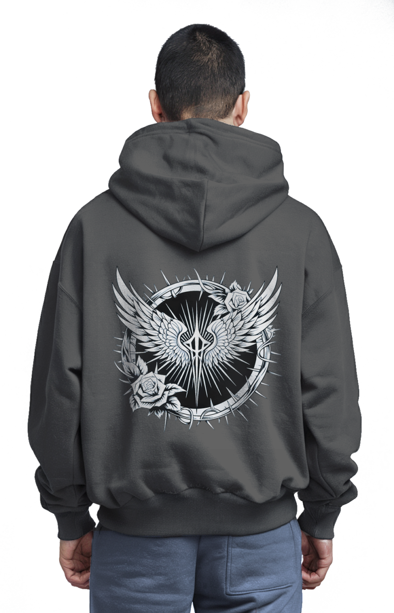 Gothic Angel Wings Premium Hoodie – 345 GSM Cotton - Image 2