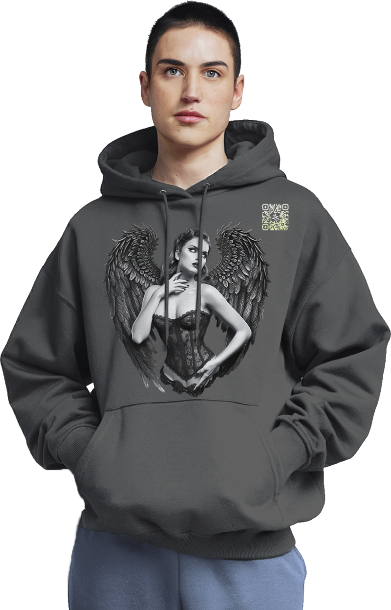 Gothic Angel Wings Premium Hoodie – 345 GSM Cotton
