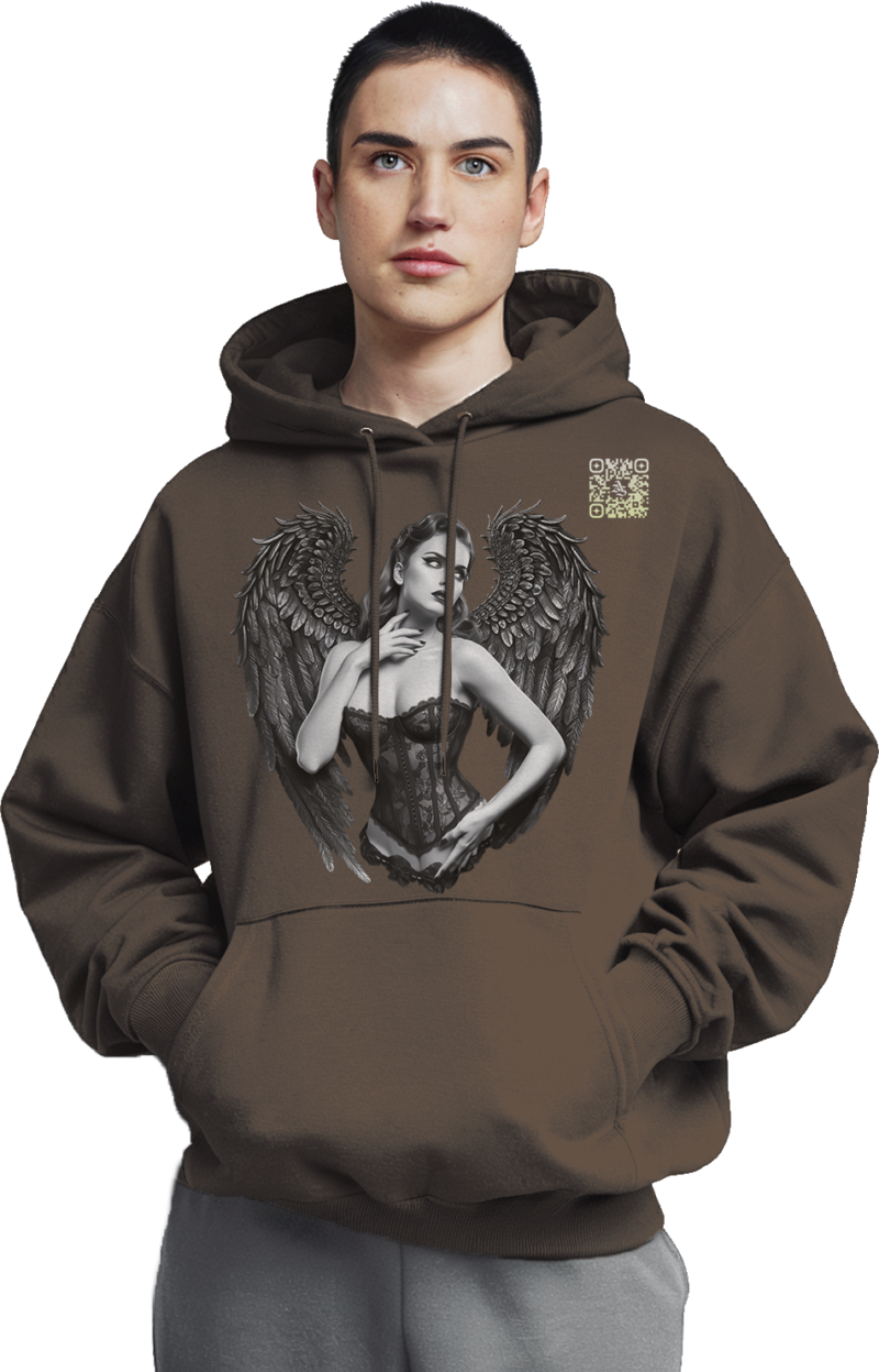 Gothic Angel Wings Premium Hoodie – 345 GSM Cotton - Image 17