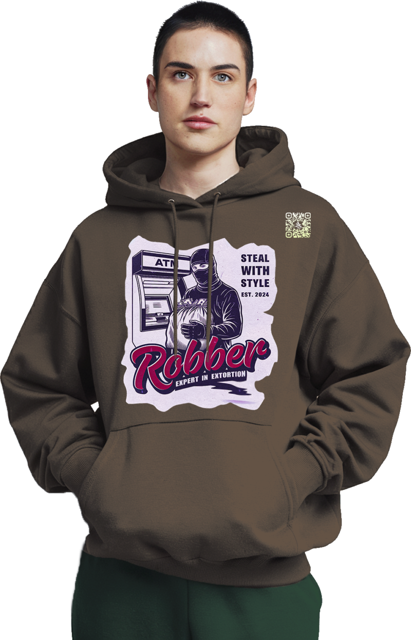 Robber Icon Hoodie - Bold Statements Front & Back - Image 15