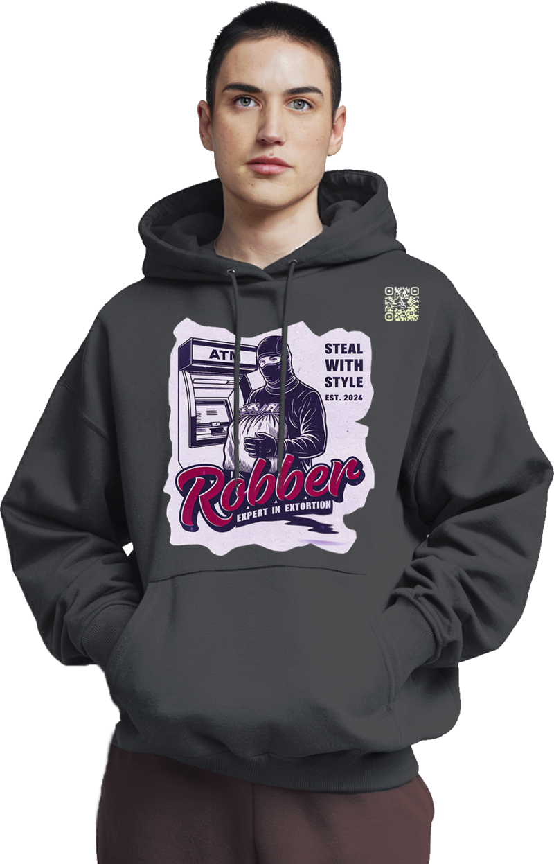 Robber Icon Hoodie - Bold Statements Front & Back - Image 17