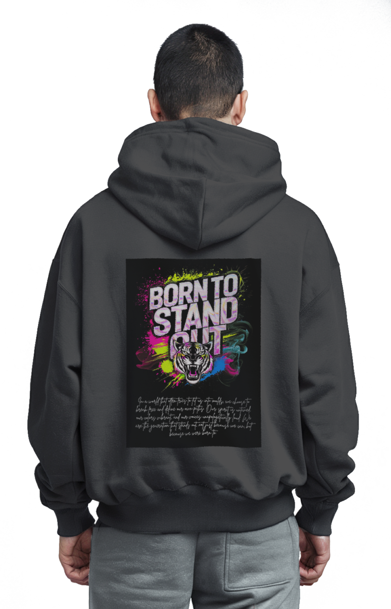 Grey Colour Born to stand out and Fancy Girl Unisex Hoodie Back'