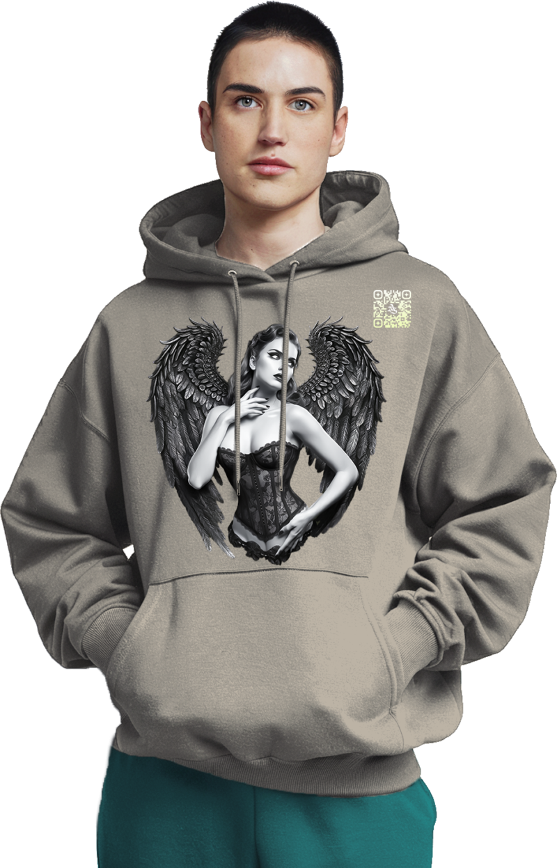 Gothic Angel Wings Premium Hoodie – 345 GSM Cotton - Image 7
