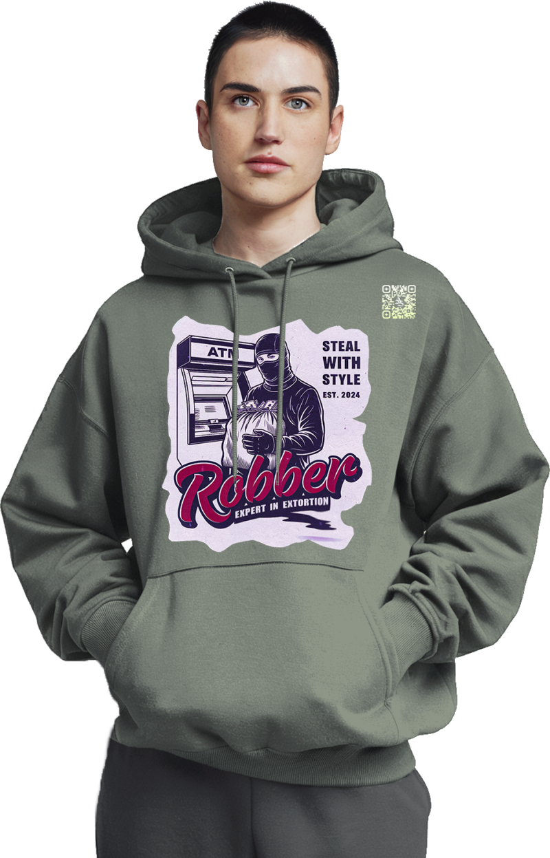 Robber Icon Hoodie - Bold Statements Front & Back - Image 13