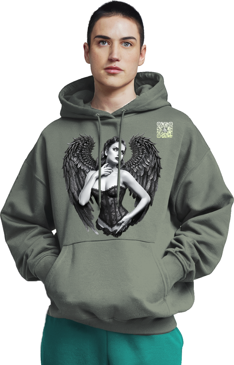 Gothic Angel Wings Premium Hoodie – 345 GSM Cotton - Image 15