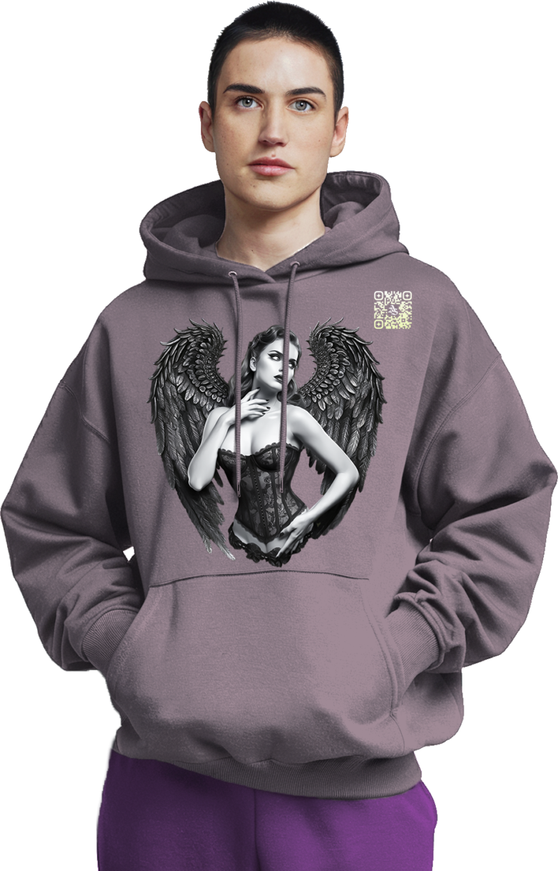 Gothic Angel Wings Premium Hoodie – 345 GSM Cotton - Image 11