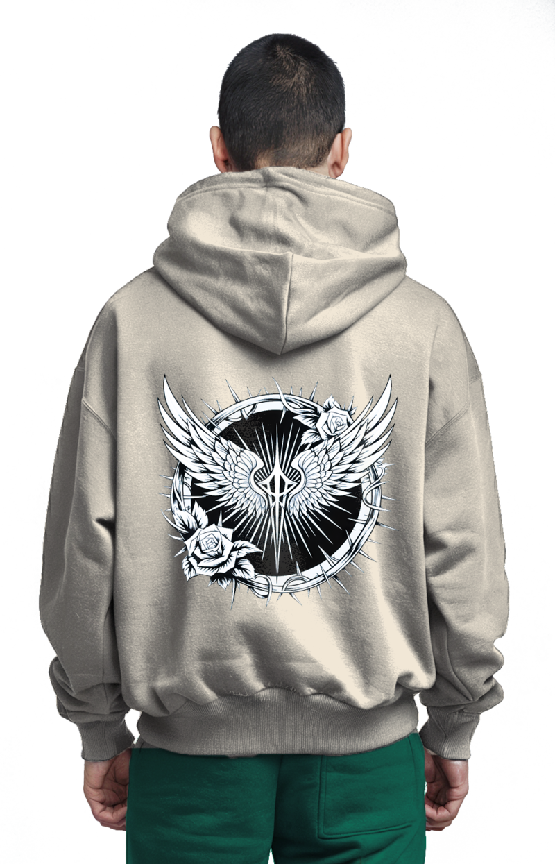 Gothic Angel Wings Premium Hoodie – 345 GSM Cotton - Image 4