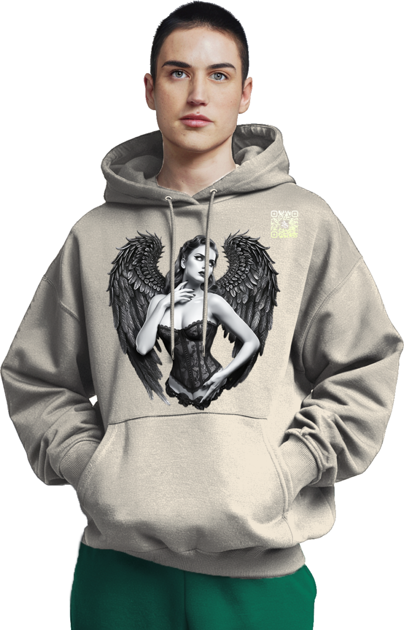 Gothic Angel Wings Premium Hoodie – 345 GSM Cotton - Image 3