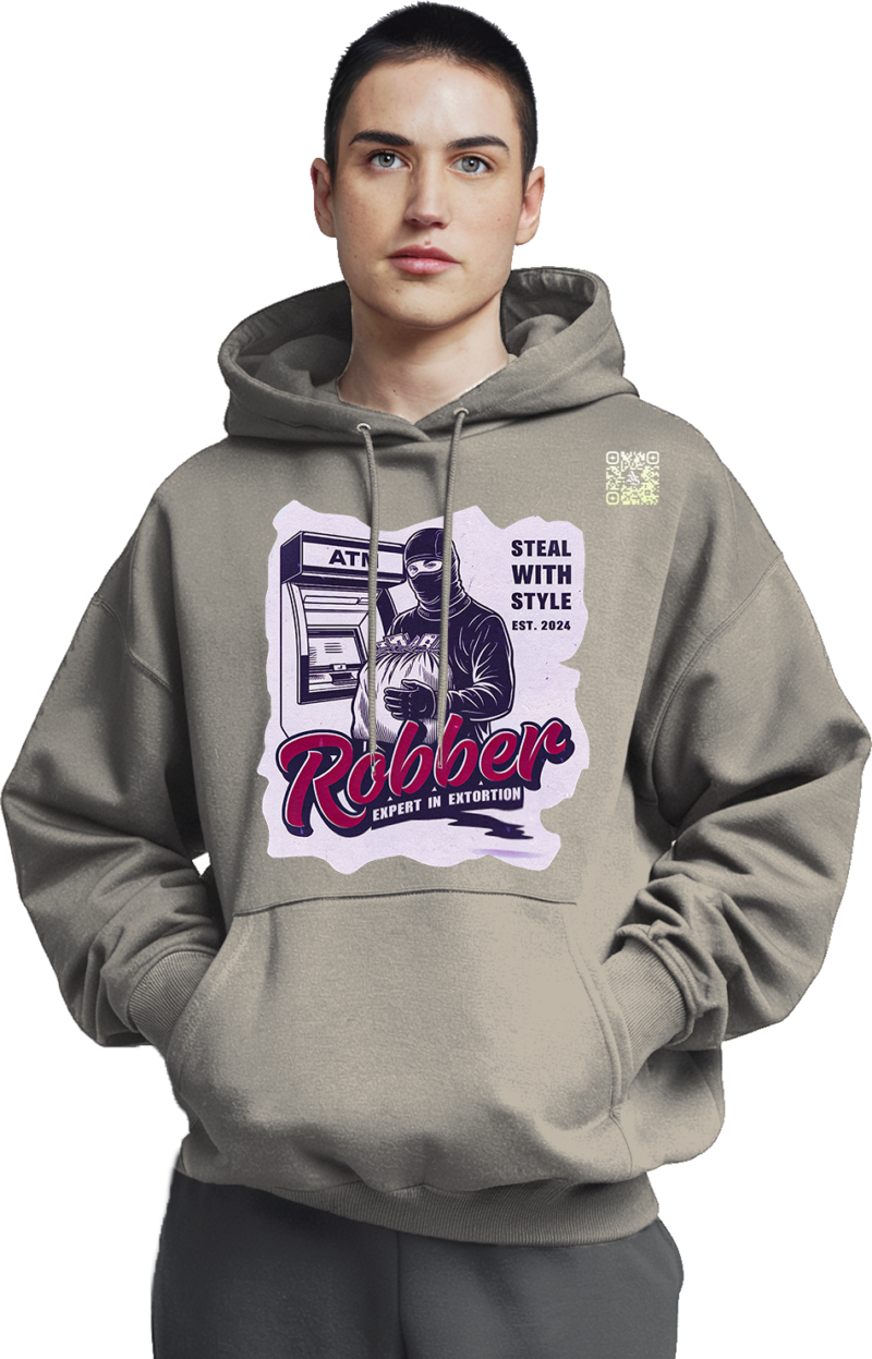 Robber Icon Hoodie - Bold Statements Front & Back - Image 5