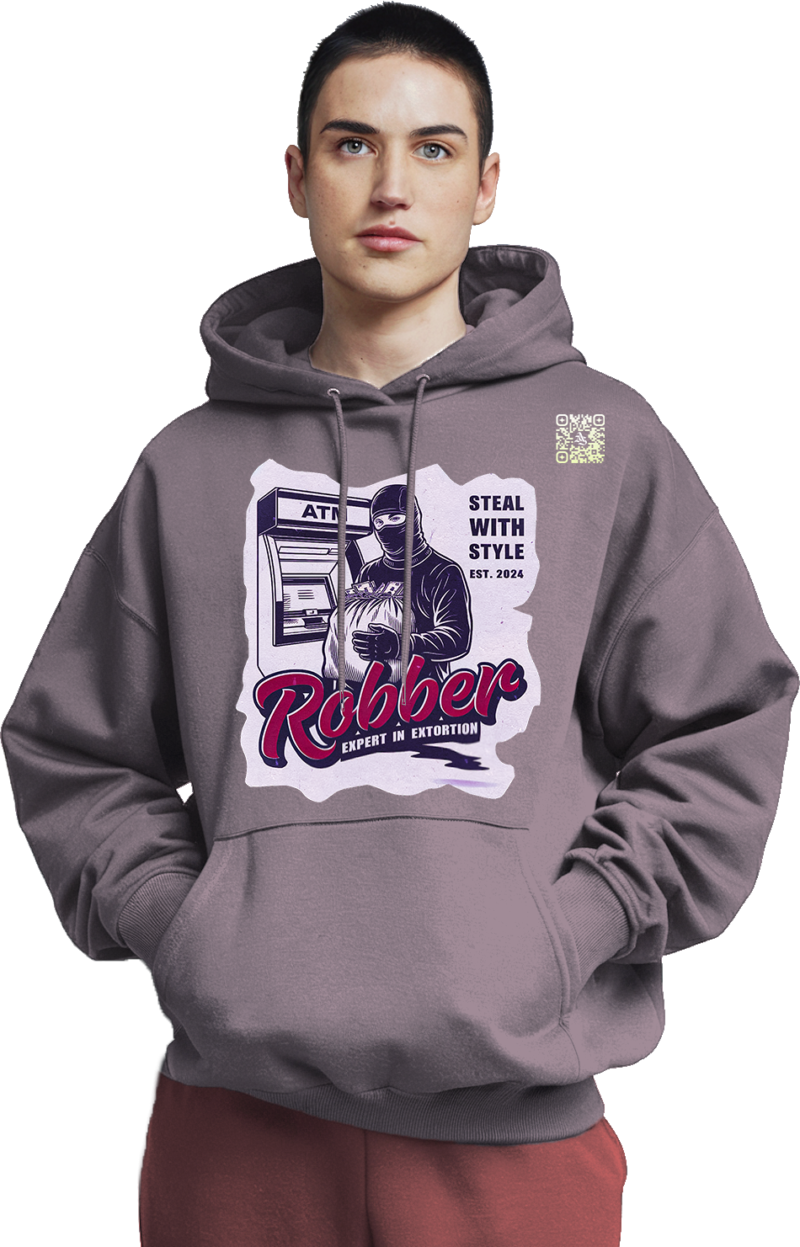 Robber Icon Hoodie - Bold Statements Front & Back - Image 9