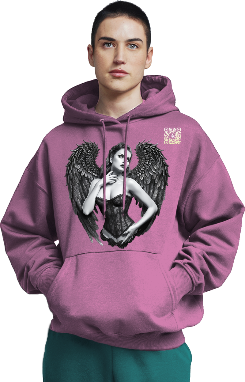 Gothic Angel Wings Premium Hoodie – 345 GSM Cotton - Image 9