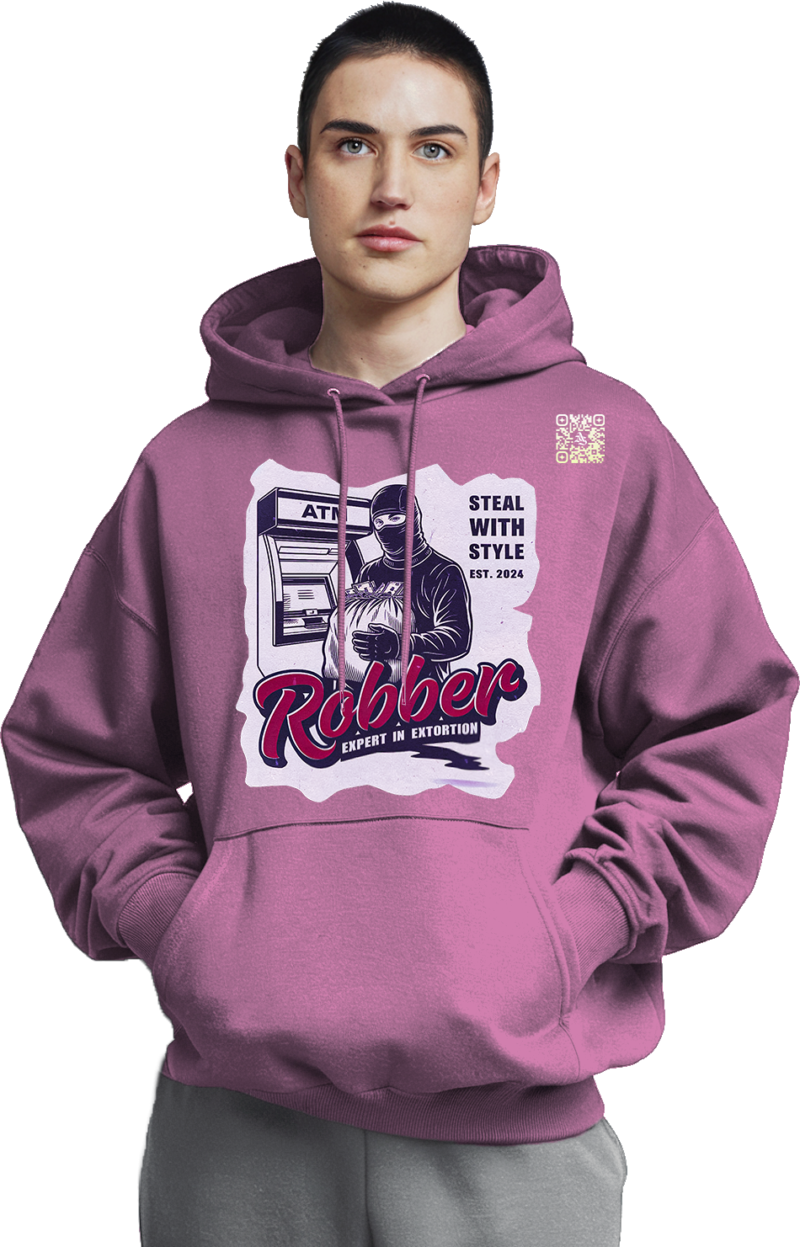 Robber Icon Hoodie - Bold Statements Front & Back - Image 7