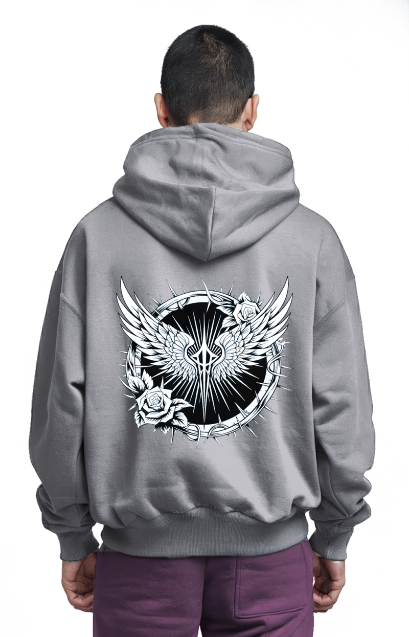 Gothic Angel Wings Premium Hoodie – 345 GSM Cotton - Image 6