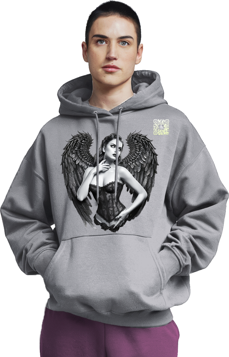 Gothic Angel Wings Premium Hoodie – 345 GSM Cotton - Image 5