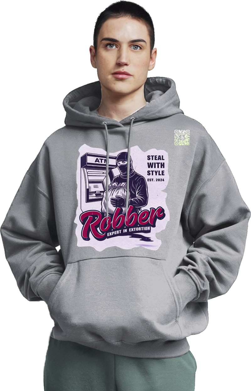 Robber Icon Hoodie - Bold Statements Front & Back - Image 3