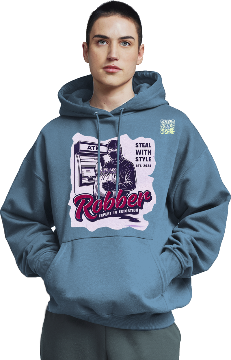 Robber Icon Hoodie - Bold Statements Front & Back - Image 11