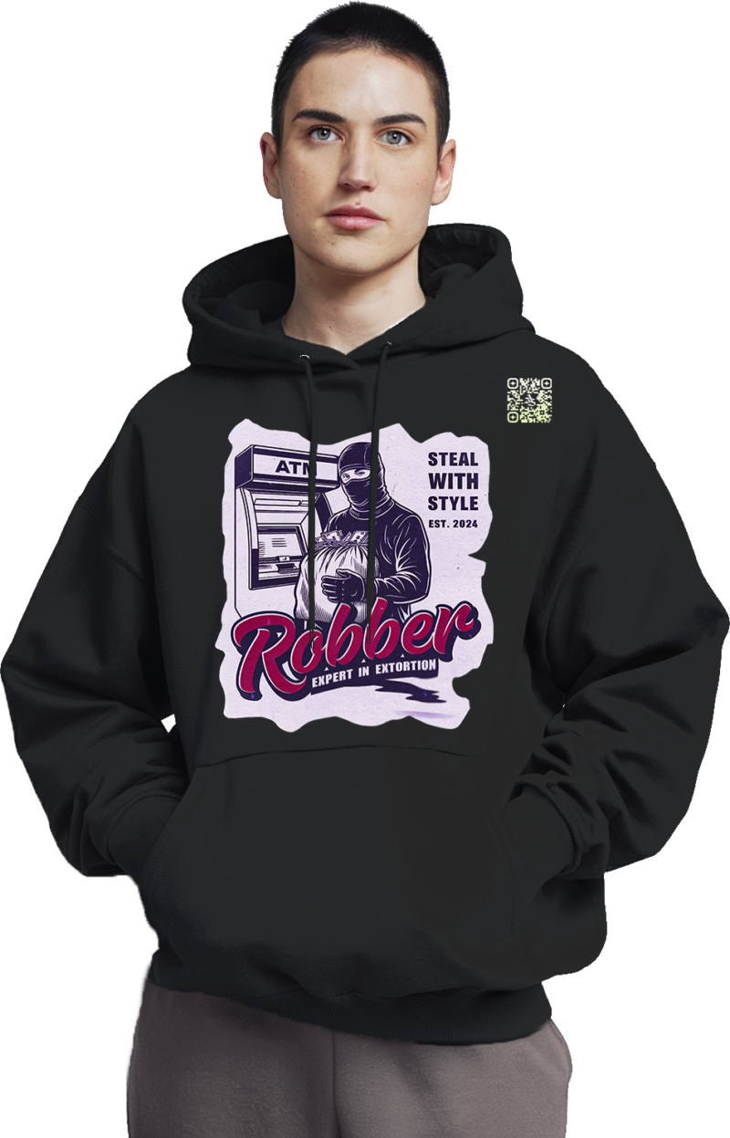 Robber Icon Hoodie - Bold Statements Front & Back
