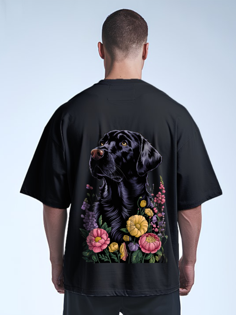 Santa Doggy With Floral Vibes Graphic T-Shirt - Image 4