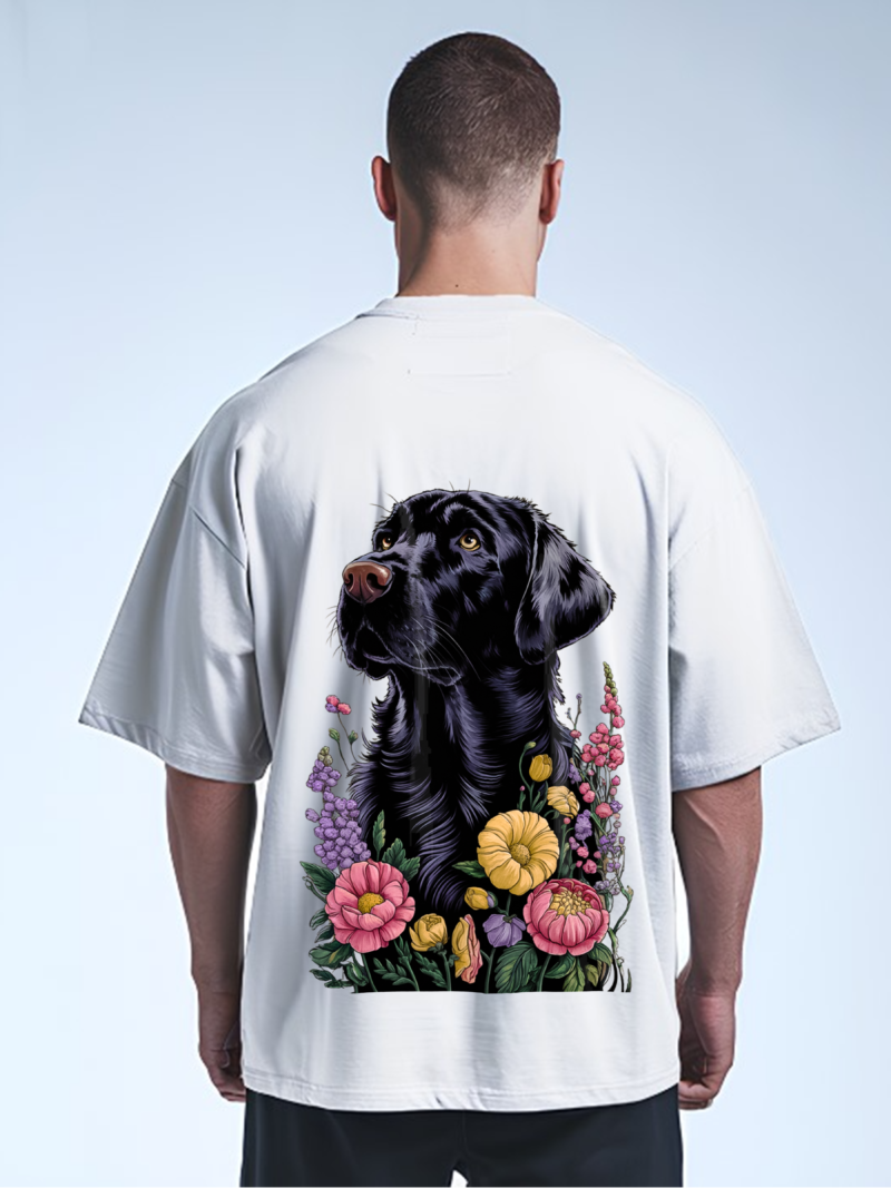 Santa Doggy With Floral Vibes Graphic T-Shirt - Image 2