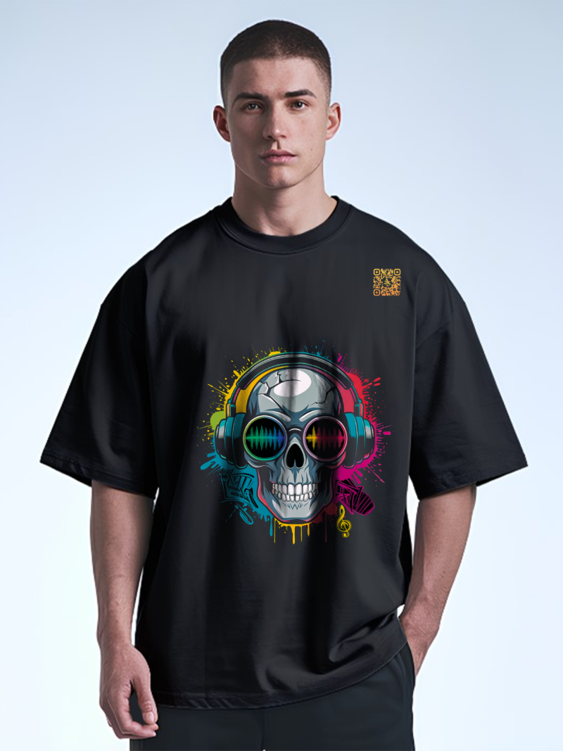 Rhythmic Skull Vibes Tee - Glow Motion Edition - Image 5