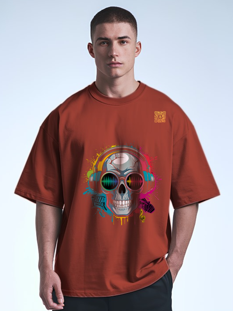 Rhythmic Skull Vibes Tee - Glow Motion Edition - Image 3