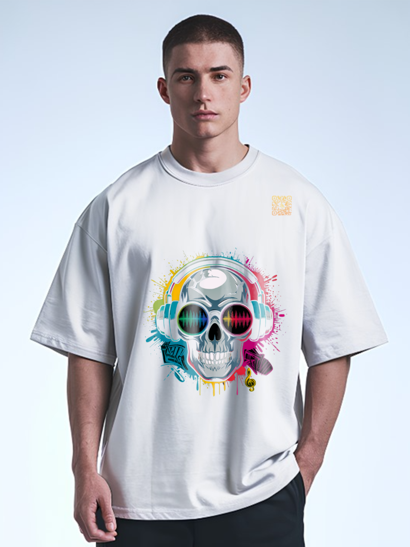 Rhythmic Skull Vibes Tee - Glow Motion Edition