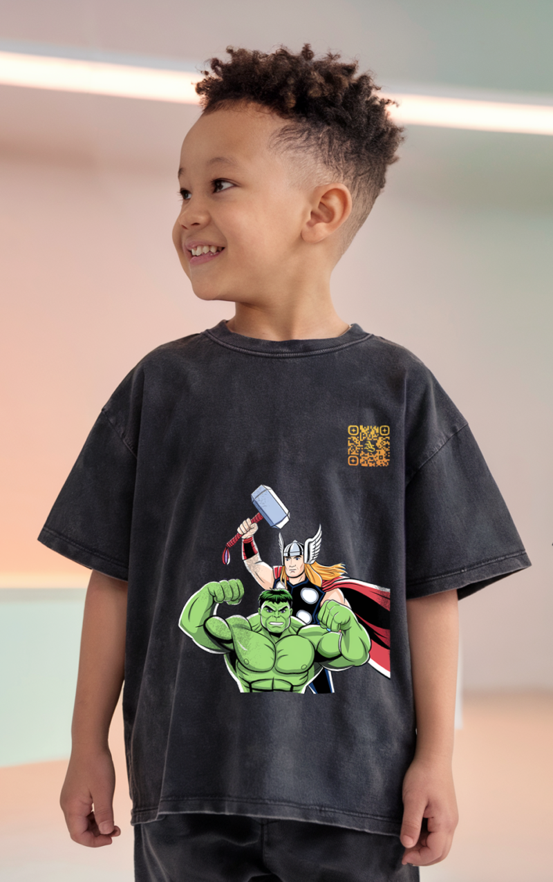 Mighty Heroes Thor And Hulk Kids' T-Shirt with Dynamic Dual-Sided Prints